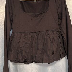 Wild Fable Black Peplum Long Sleeve Blouse